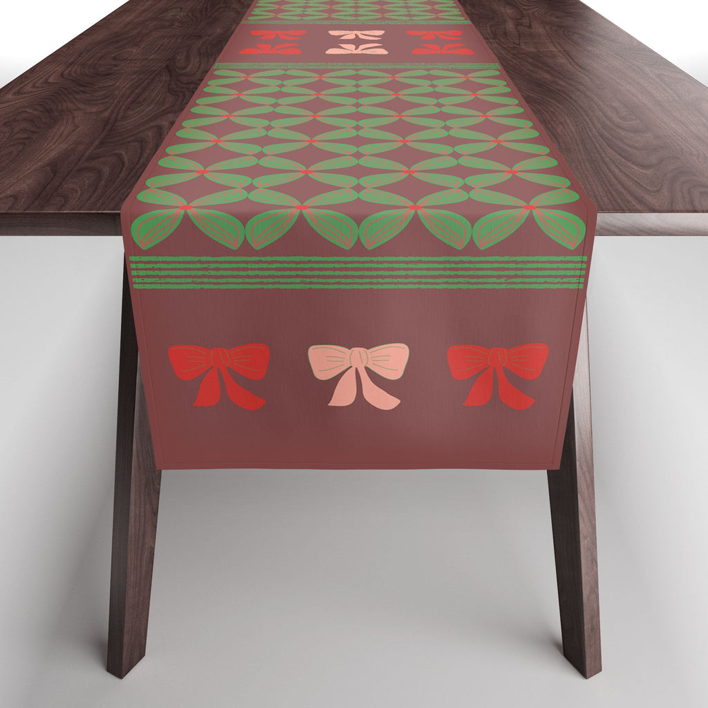 Mirimo Bows and Christmas Greens Table Runner