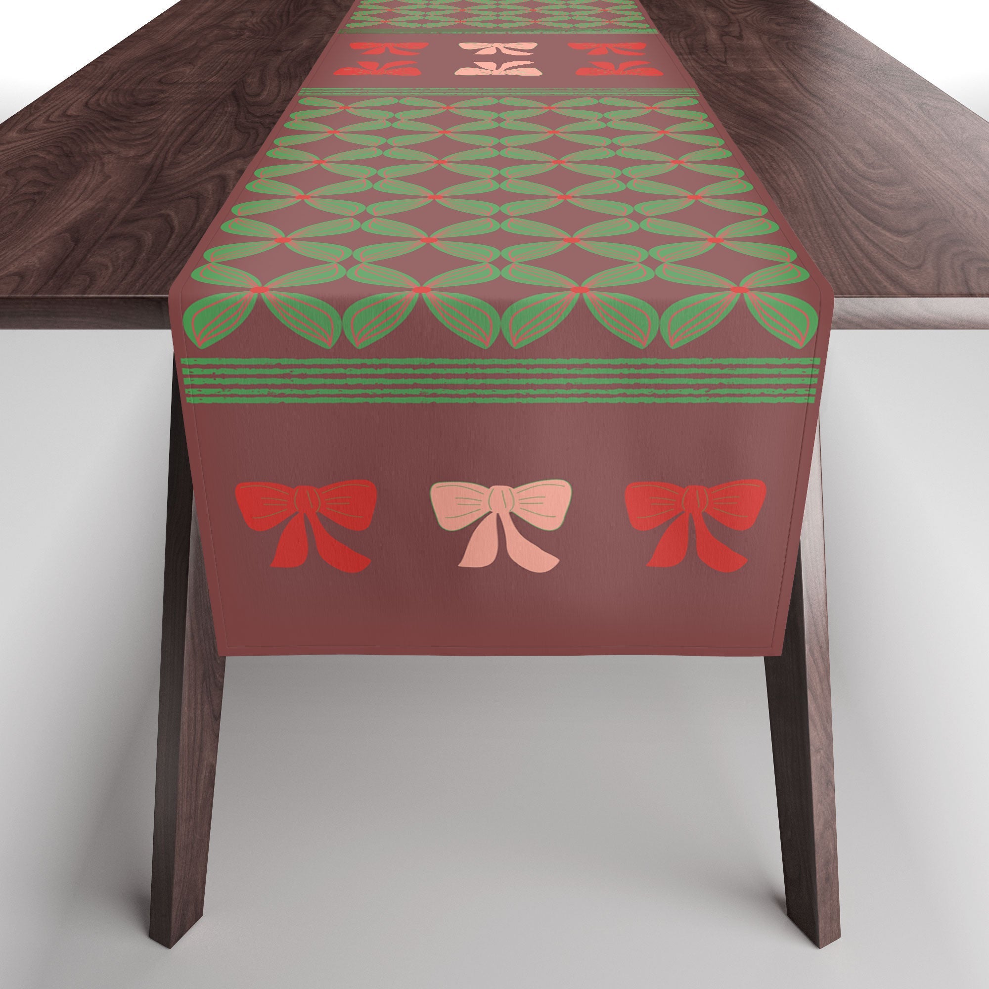 Mirimo Bows and Christmas Greens Table Runner