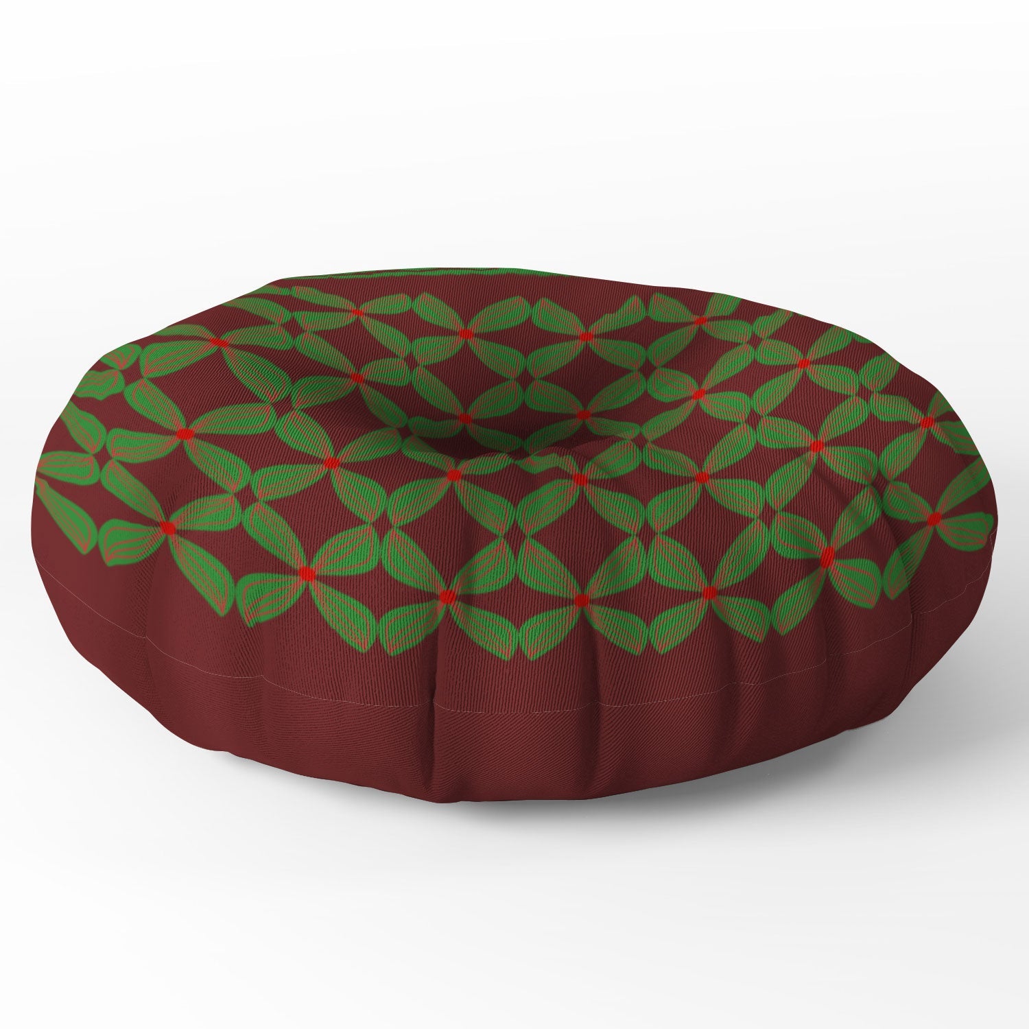 Mirimo Bows and Christmas Greens Floor Pillow Round
