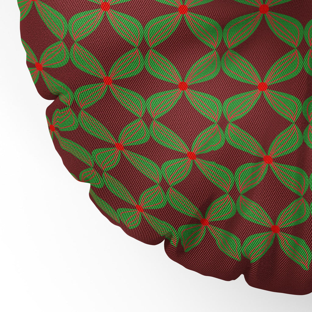 Mirimo Bows and Christmas Greens Floor Pillow Round