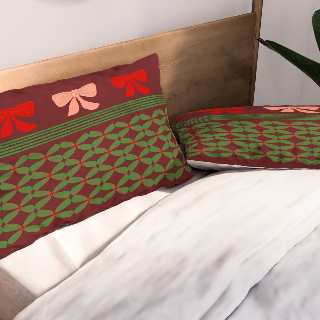 Mirimo Bows and Christmas Greens Pillow Shams