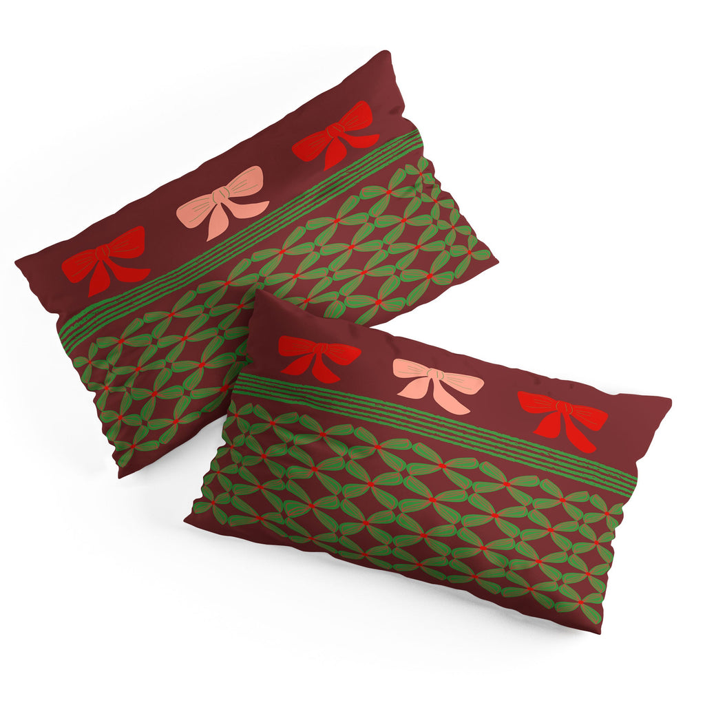 Mirimo Bows and Christmas Greens Pillow Shams