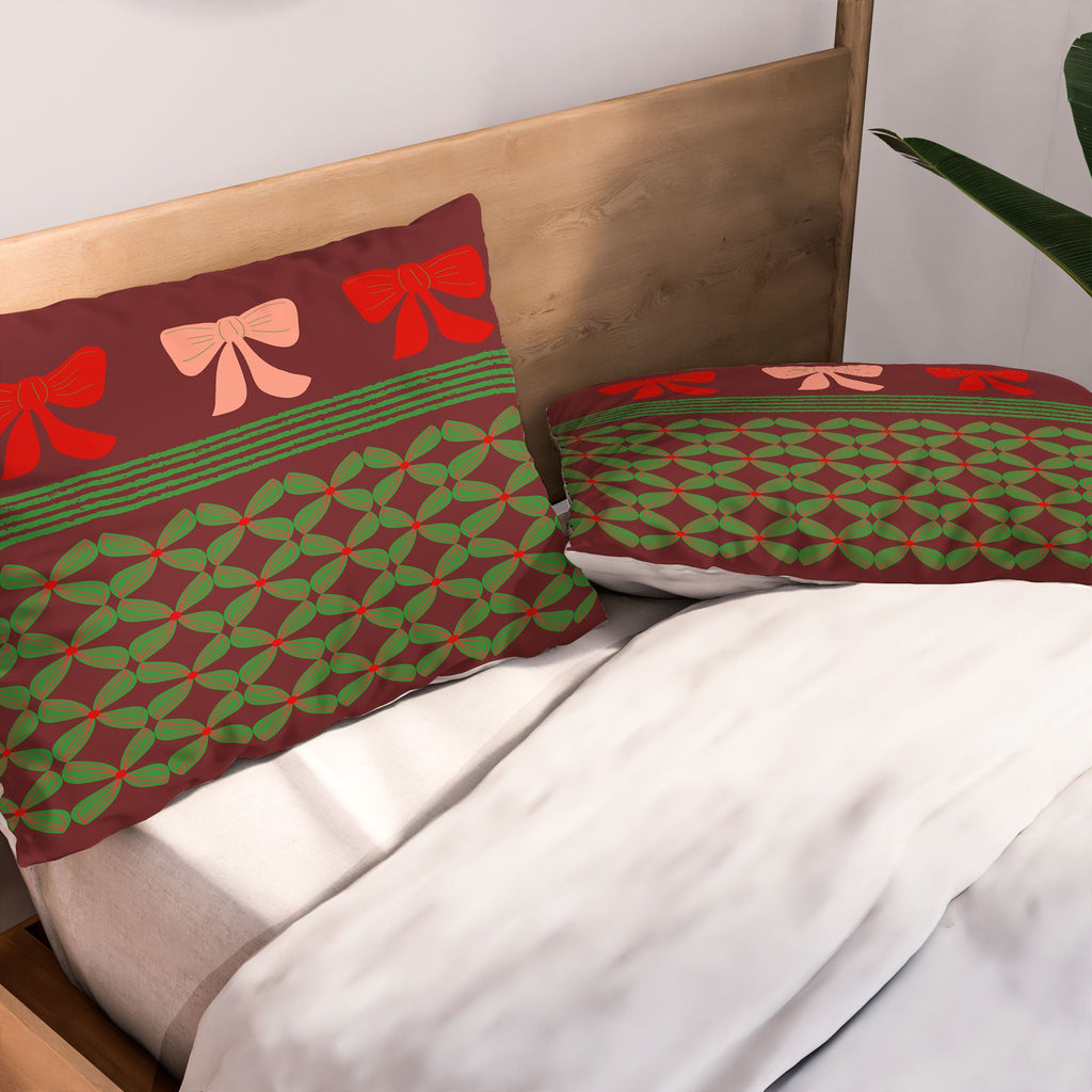 Mirimo Bows and Christmas Greens Pillow Shams