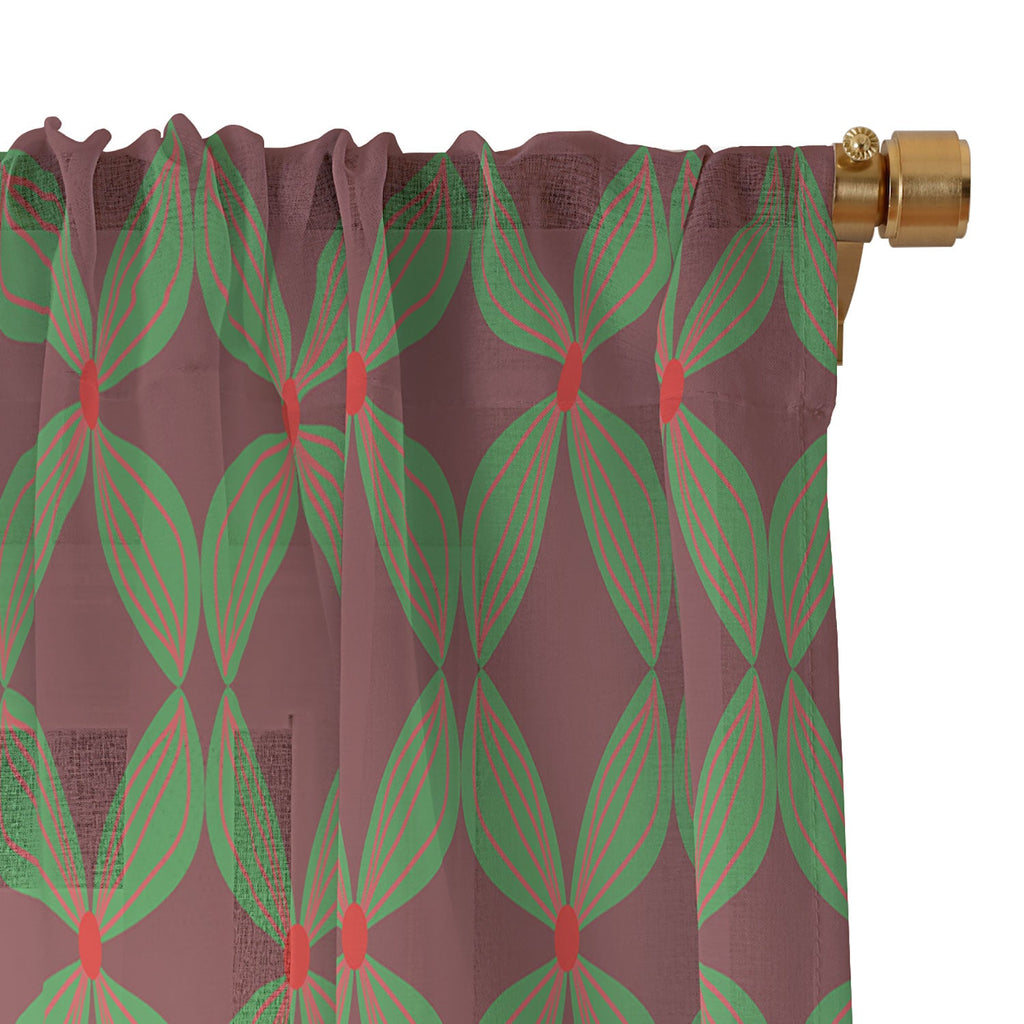 Mirimo Bows and Christmas Greens Sheer Window Curtain