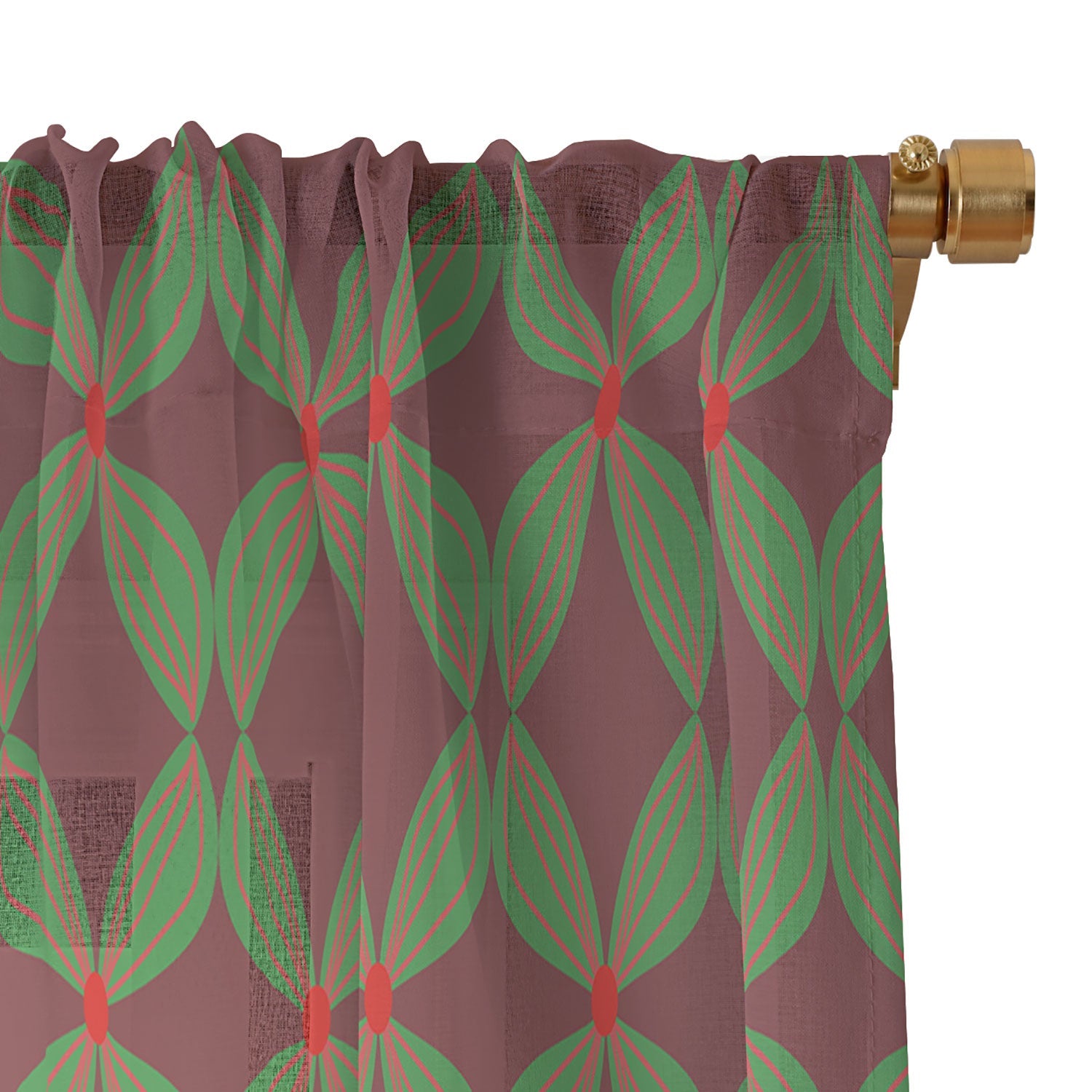 Mirimo Bows and Christmas Greens Sheer Window Curtain