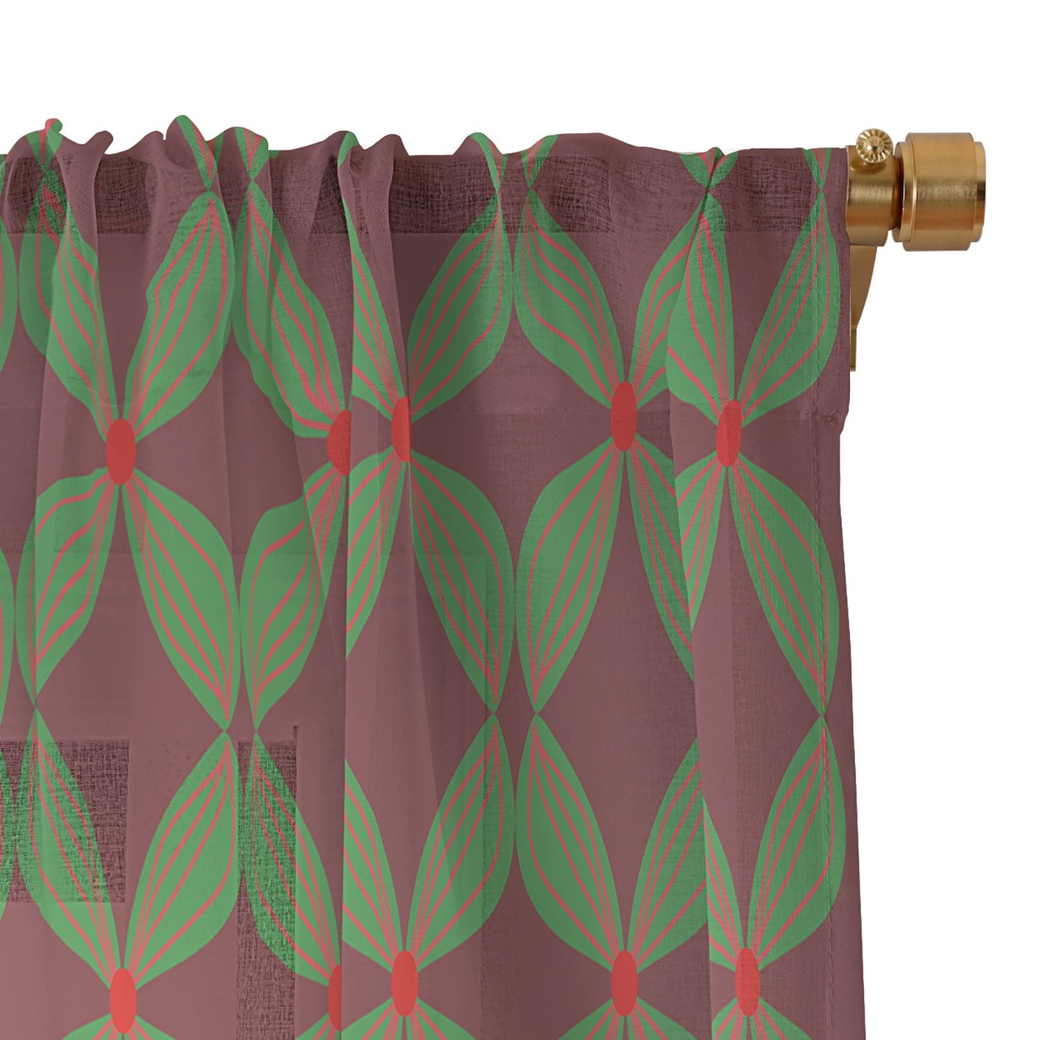 Mirimo Bows and Christmas Greens Sheer Non Repeat