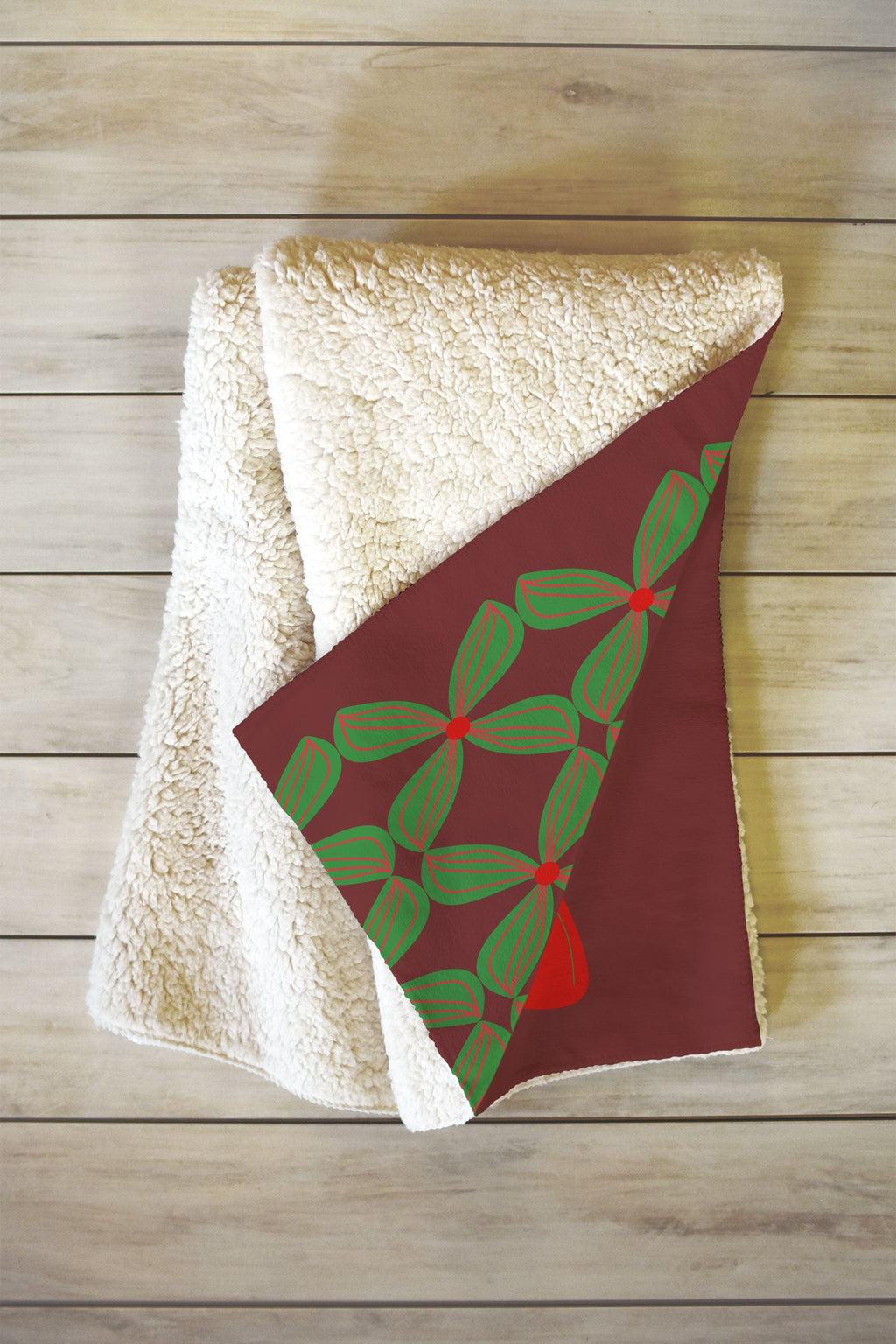 Mirimo Bows and Christmas Greens Fleece Throw Blanket