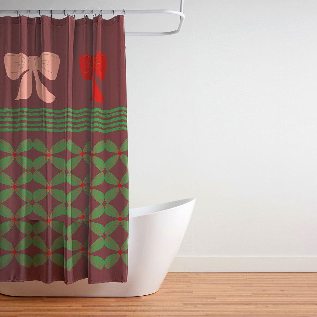 Mirimo Bows and Christmas Greens Shower Curtain