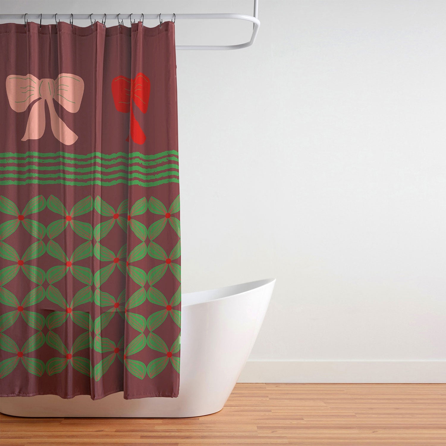 Mirimo Bows and Christmas Greens Shower Curtain