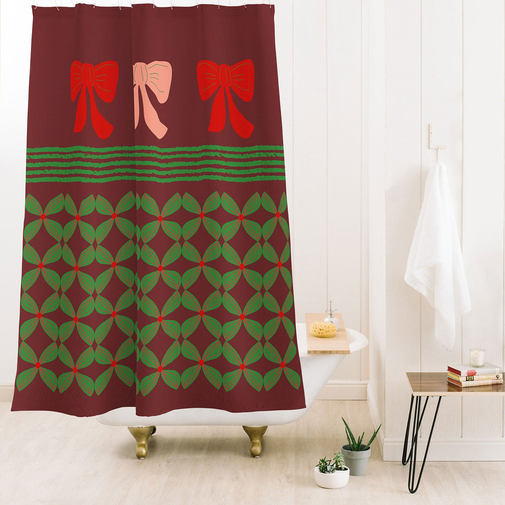 Mirimo Bows and Christmas Greens Shower Curtain