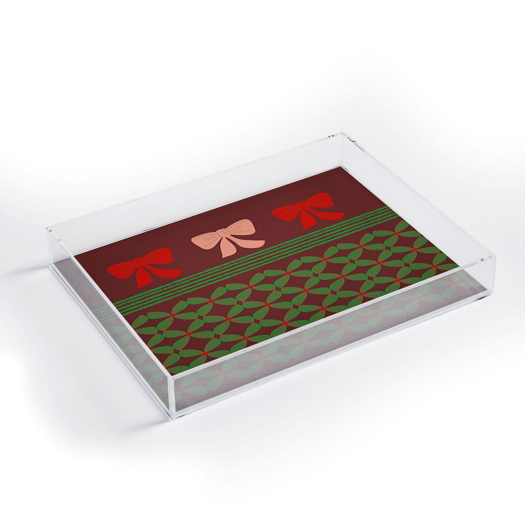 Mirimo Bows and Christmas Greens Acrylic Tray