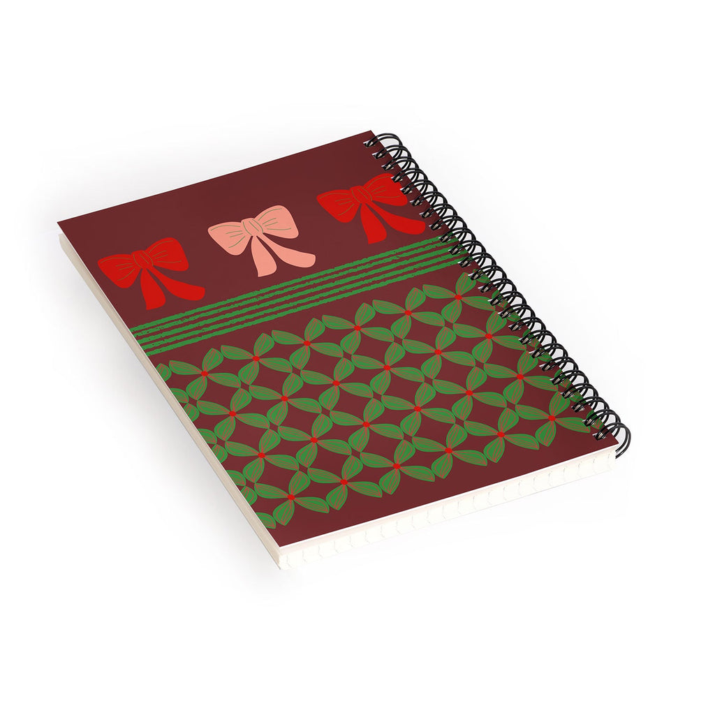 Mirimo Bows and Christmas Greens Spiral Notebook