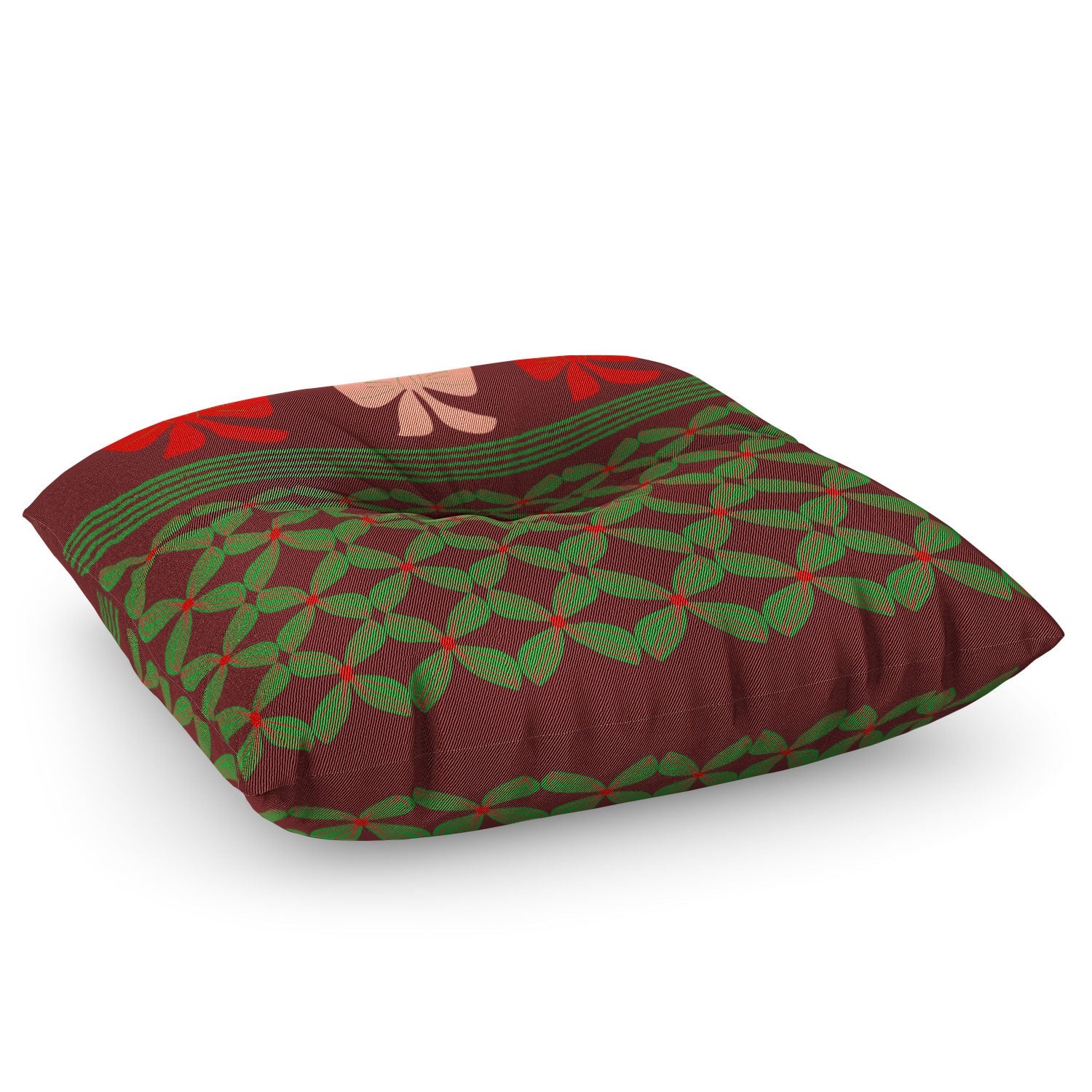 Mirimo Bows and Christmas Greens Floor Pillow Square