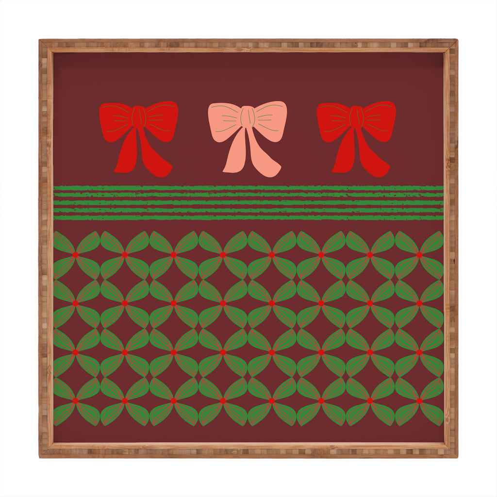 Mirimo Bows and Christmas Greens Square Tray
