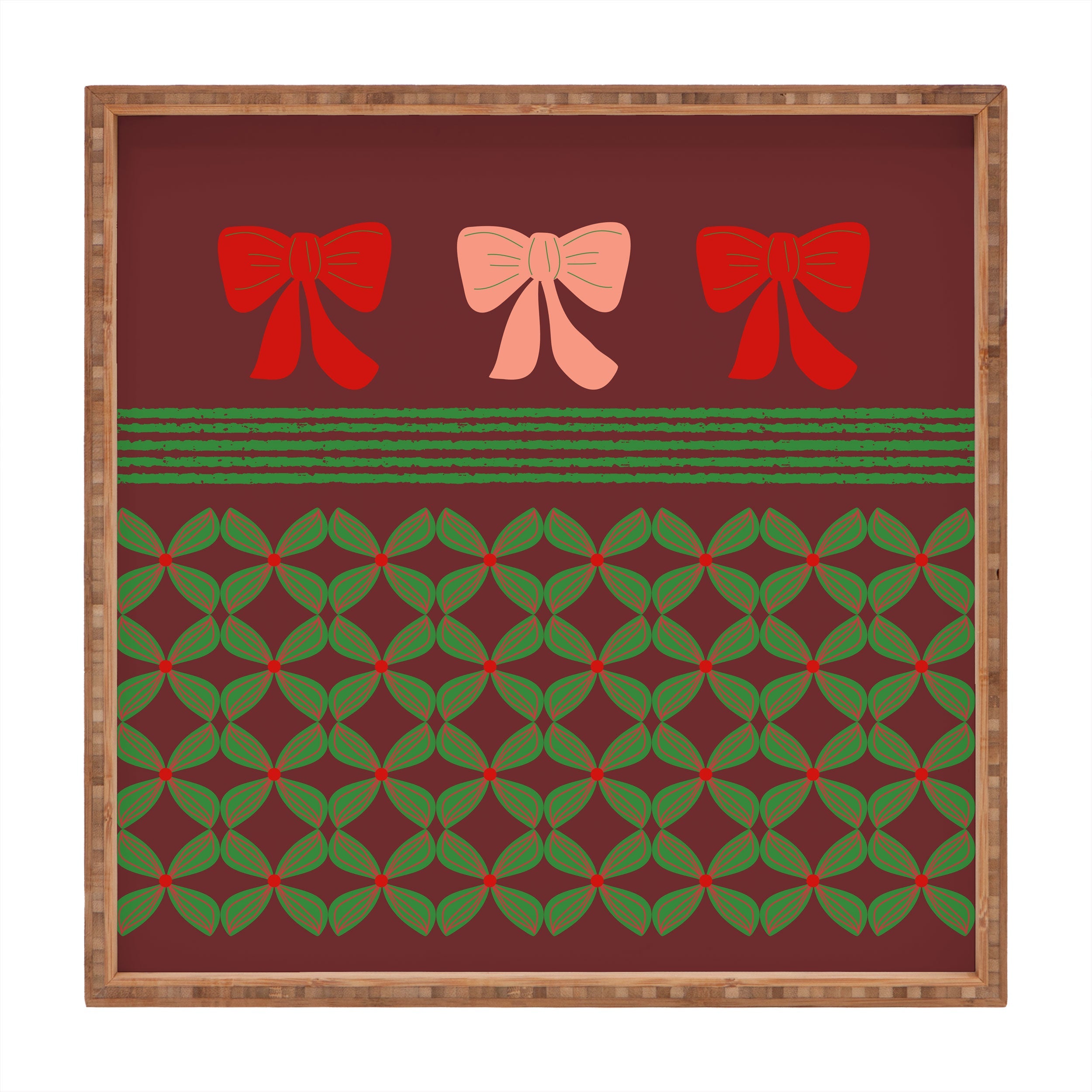 Mirimo Bows and Christmas Greens Square Tray