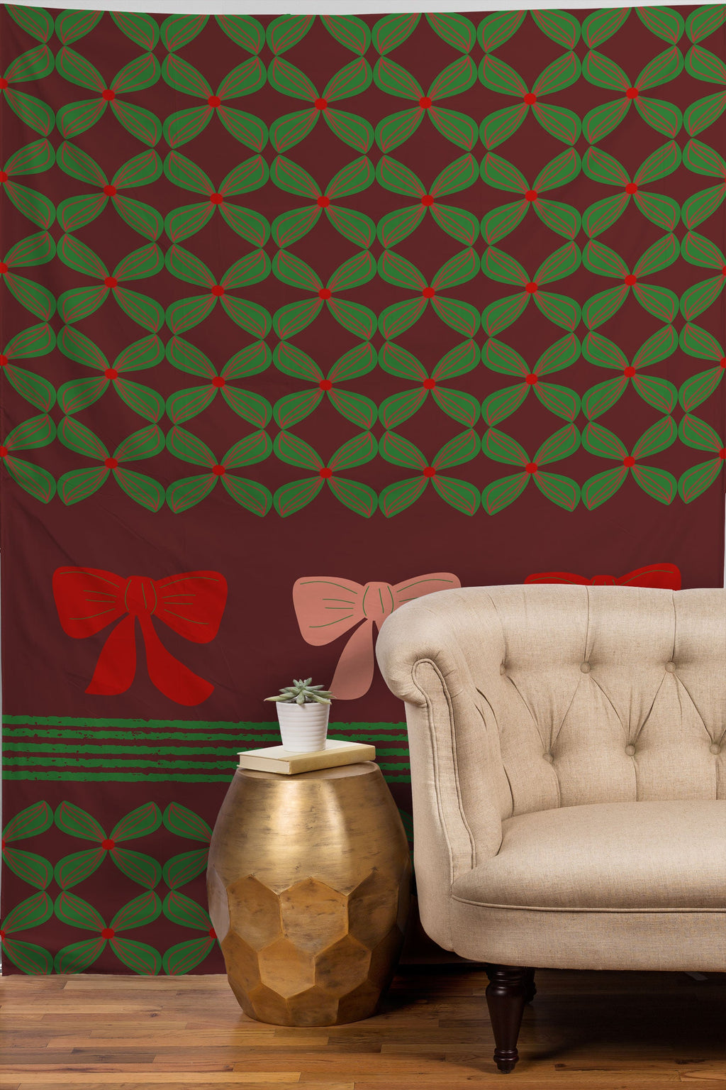 Mirimo Bows and Christmas Greens Tapestry