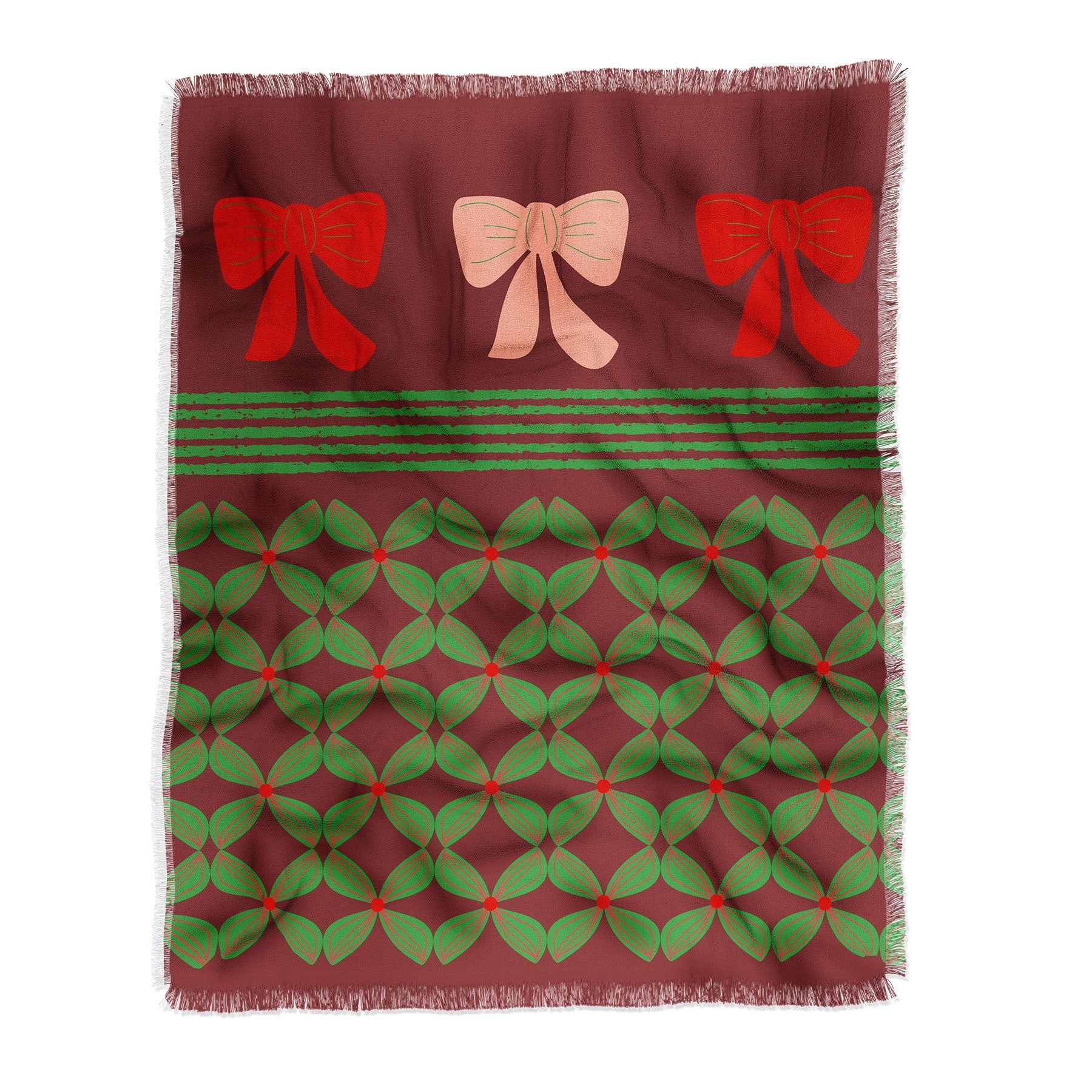 Mirimo Bows and Christmas Greens Throw Blanket