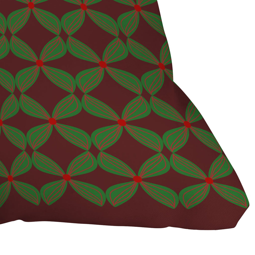 Mirimo Bows and Christmas Greens Outdoor Throw Pillow