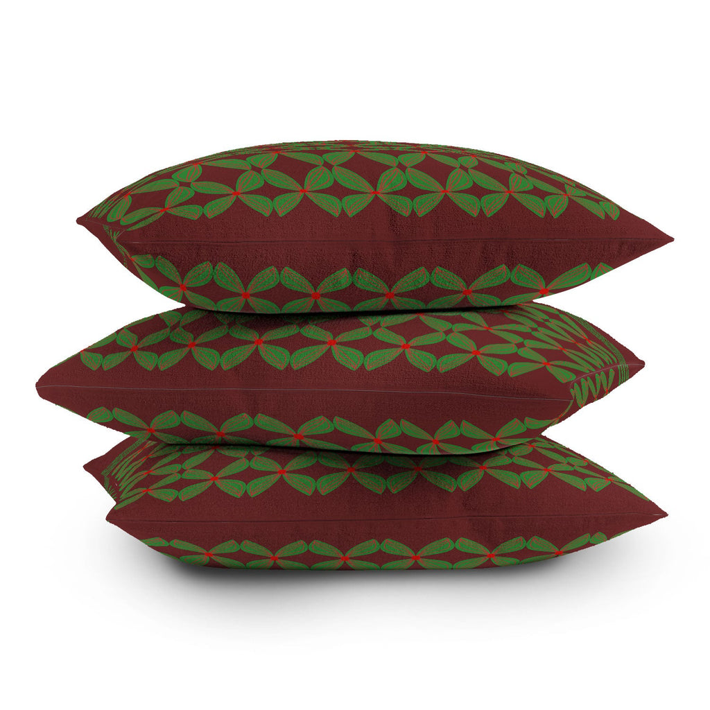 Mirimo Bows and Christmas Greens Outdoor Throw Pillow