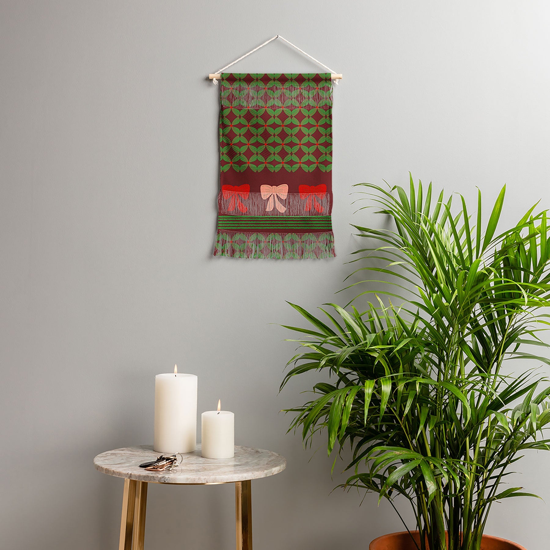 Mirimo Bows and Christmas Greens Wall Hanging Portrait