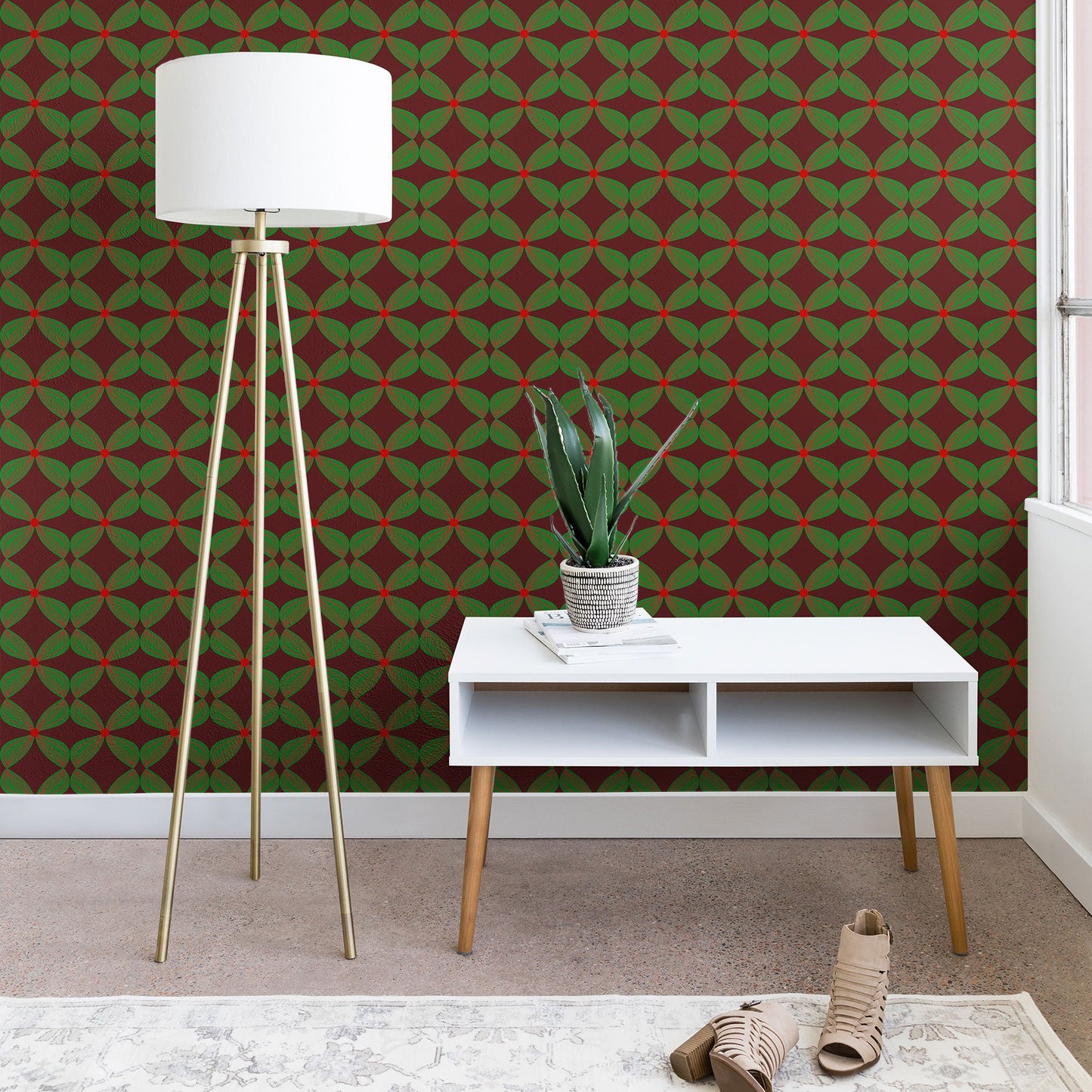 Mirimo Bows and Christmas Greens Wallpaper