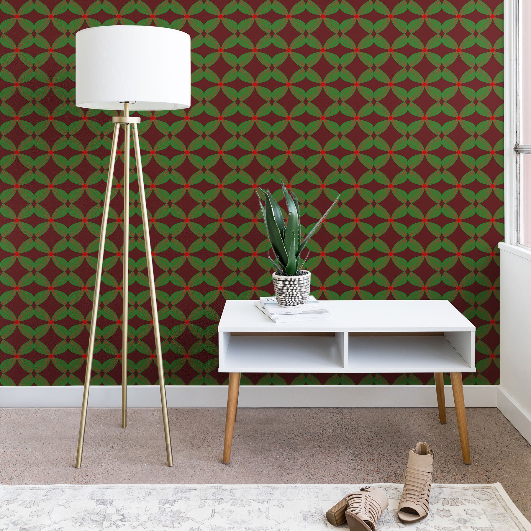 Mirimo Bows and Christmas Greens Wallpaper