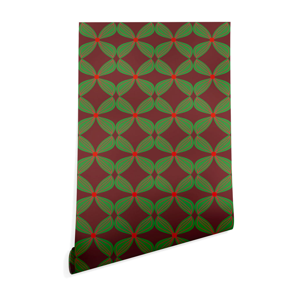 Mirimo Bows and Christmas Greens Wallpaper