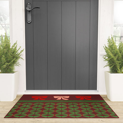 Mirimo Bows and Christmas Greens Welcome Mat