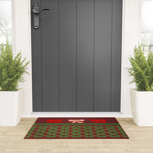 Mirimo Bows and Christmas Greens Welcome Mat
