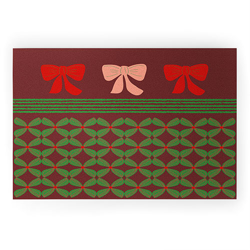 Mirimo Bows and Christmas Greens Welcome Mat