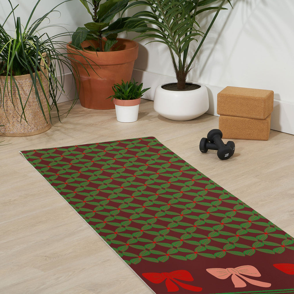 Mirimo Bows and Christmas Greens Yoga Mat