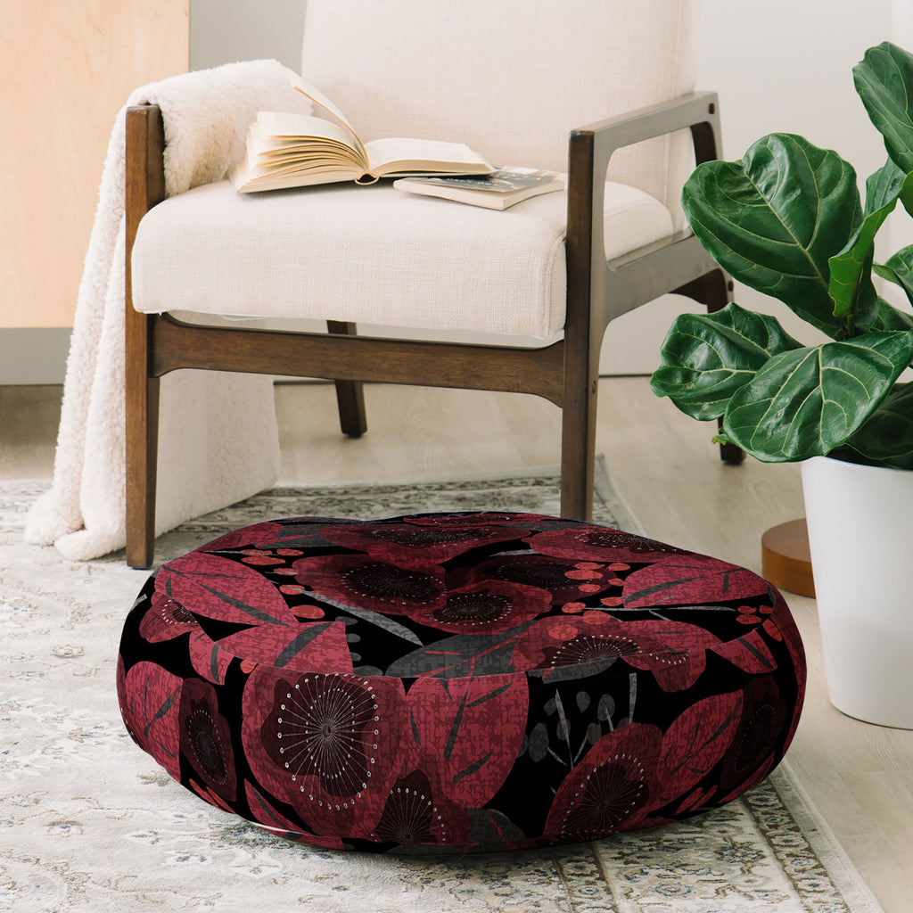 Mirimo Dark Red Romance Floor Pillow Round