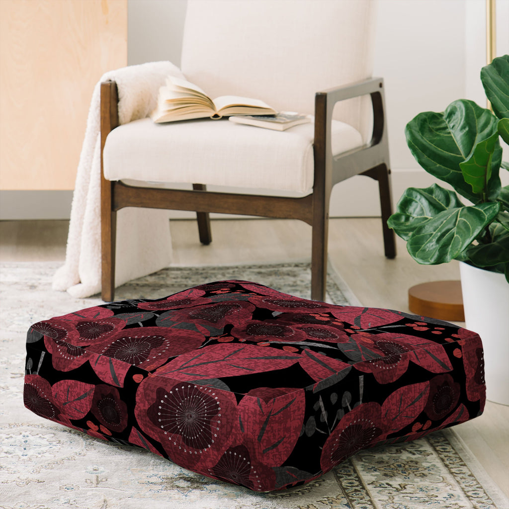Mirimo Dark Red Romance Floor Pillow Square