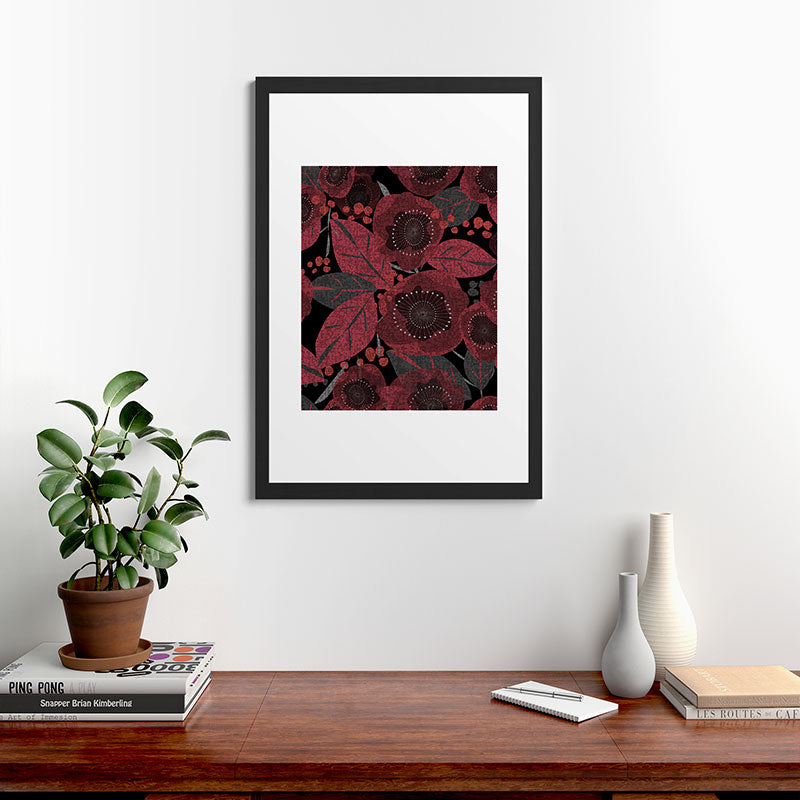 Mirimo Dark Red Romance Framed Art Print