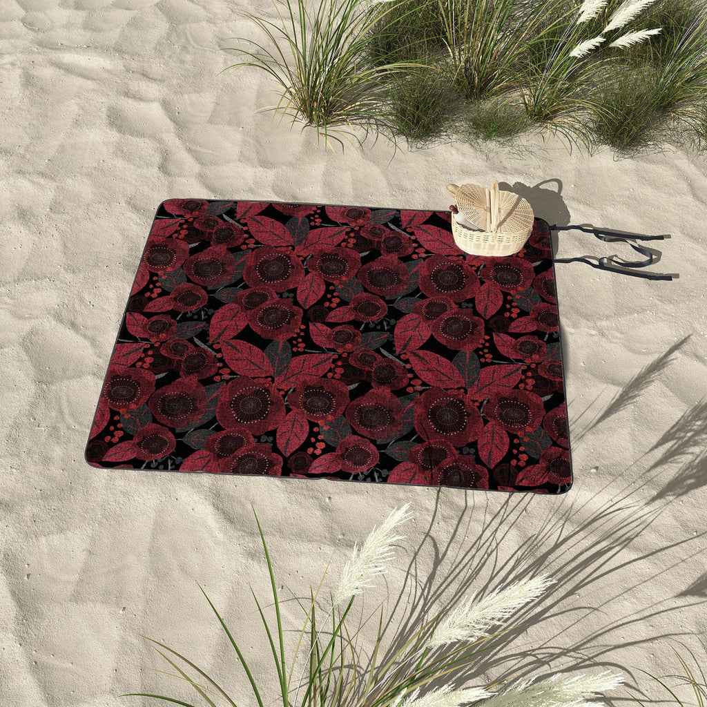 Mirimo Dark Red Romance Picnic Blanket