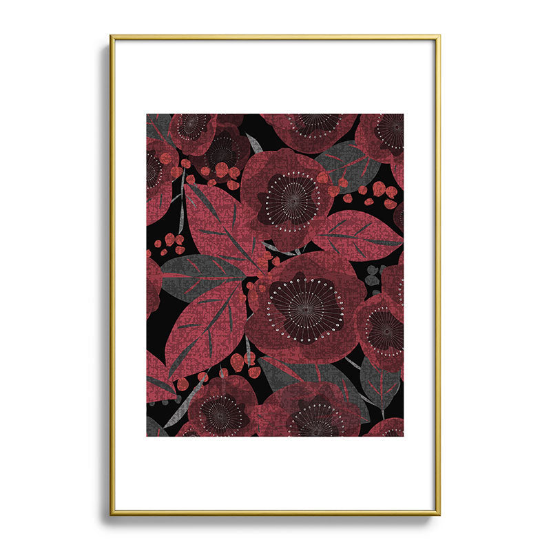 Mirimo Dark Red Romance Metal Framed Art Print