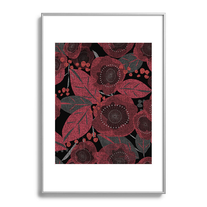 Mirimo Dark Red Romance Metal Framed Art Print