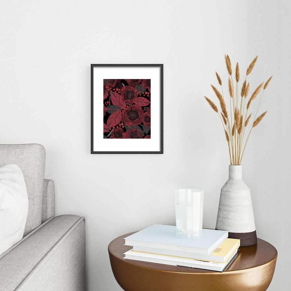 Mirimo Dark Red Romance Metal Framed Art Print