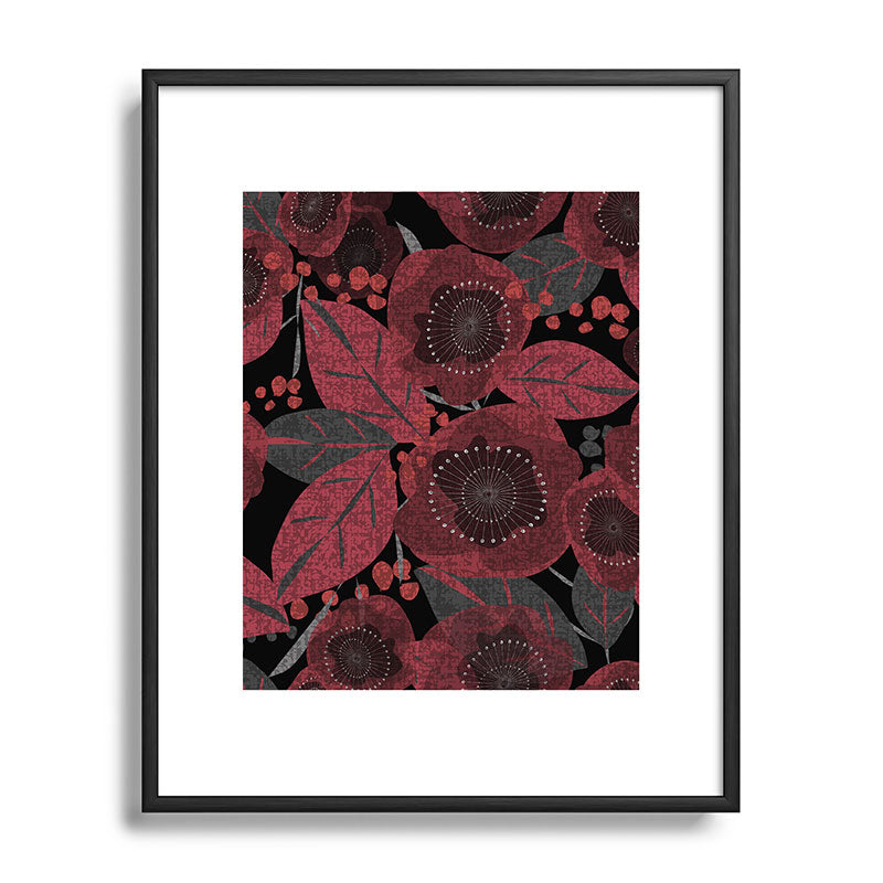 Mirimo Dark Red Romance Metal Framed Art Print