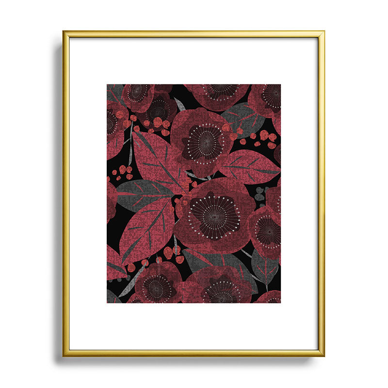 Mirimo Dark Red Romance Metal Framed Art Print