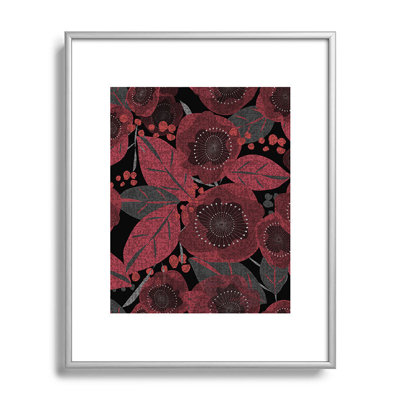 Mirimo Dark Red Romance Metal Framed Art Print