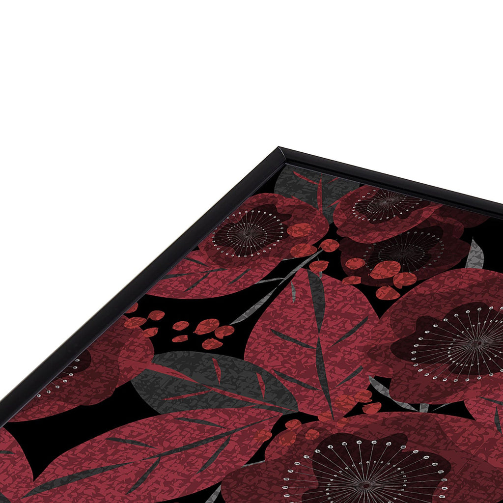 Mirimo Dark Red Romance Square Metal Framed Art Print