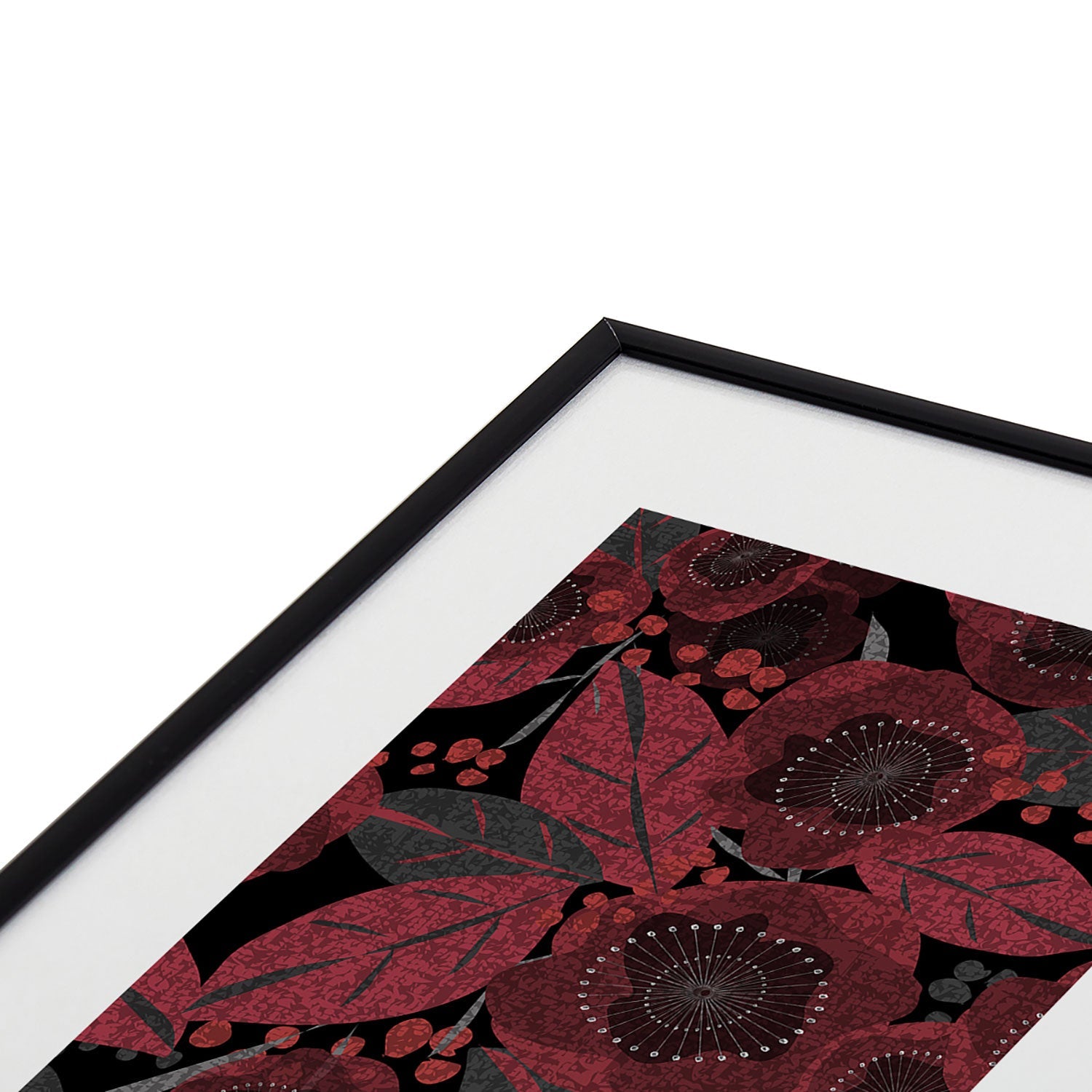 Mirimo Dark Red Romance Metal Framed Art Print