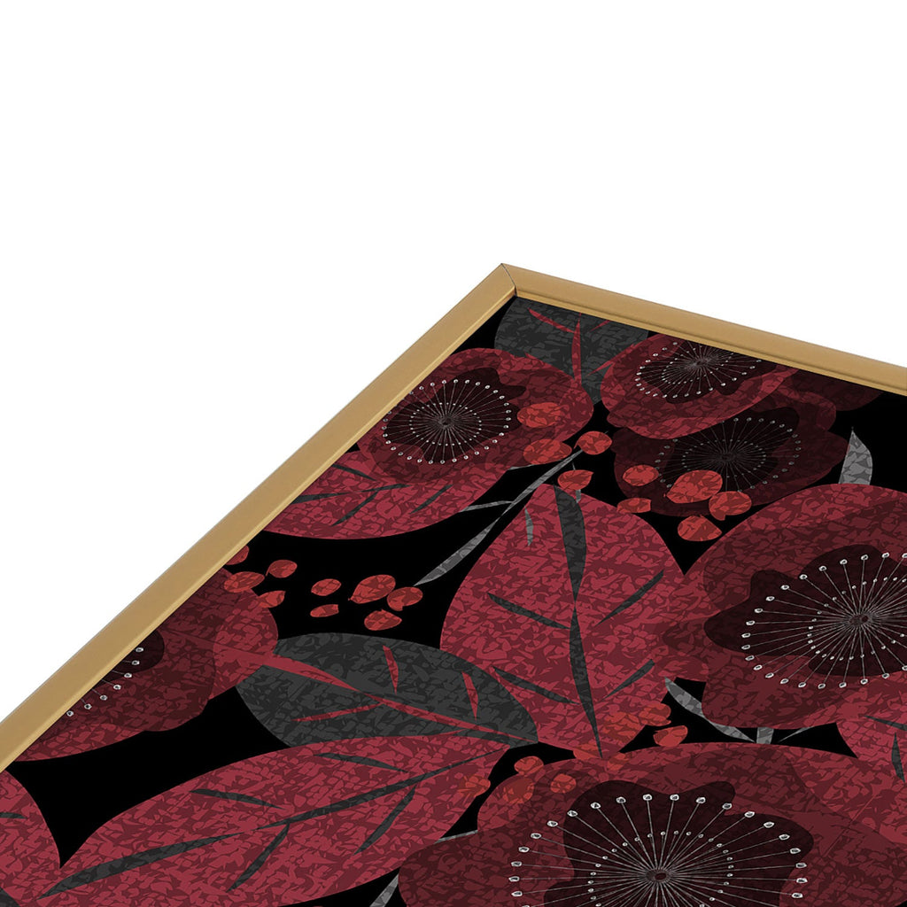 Mirimo Dark Red Romance Square Metal Framed Art Print