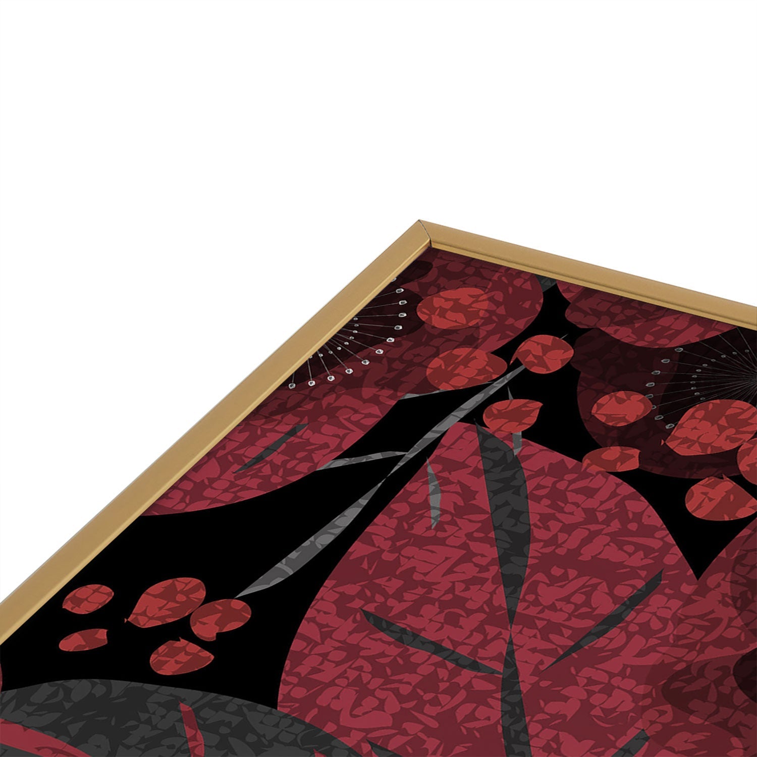 Mirimo Dark Red Romance Square Metal Framed Art Print