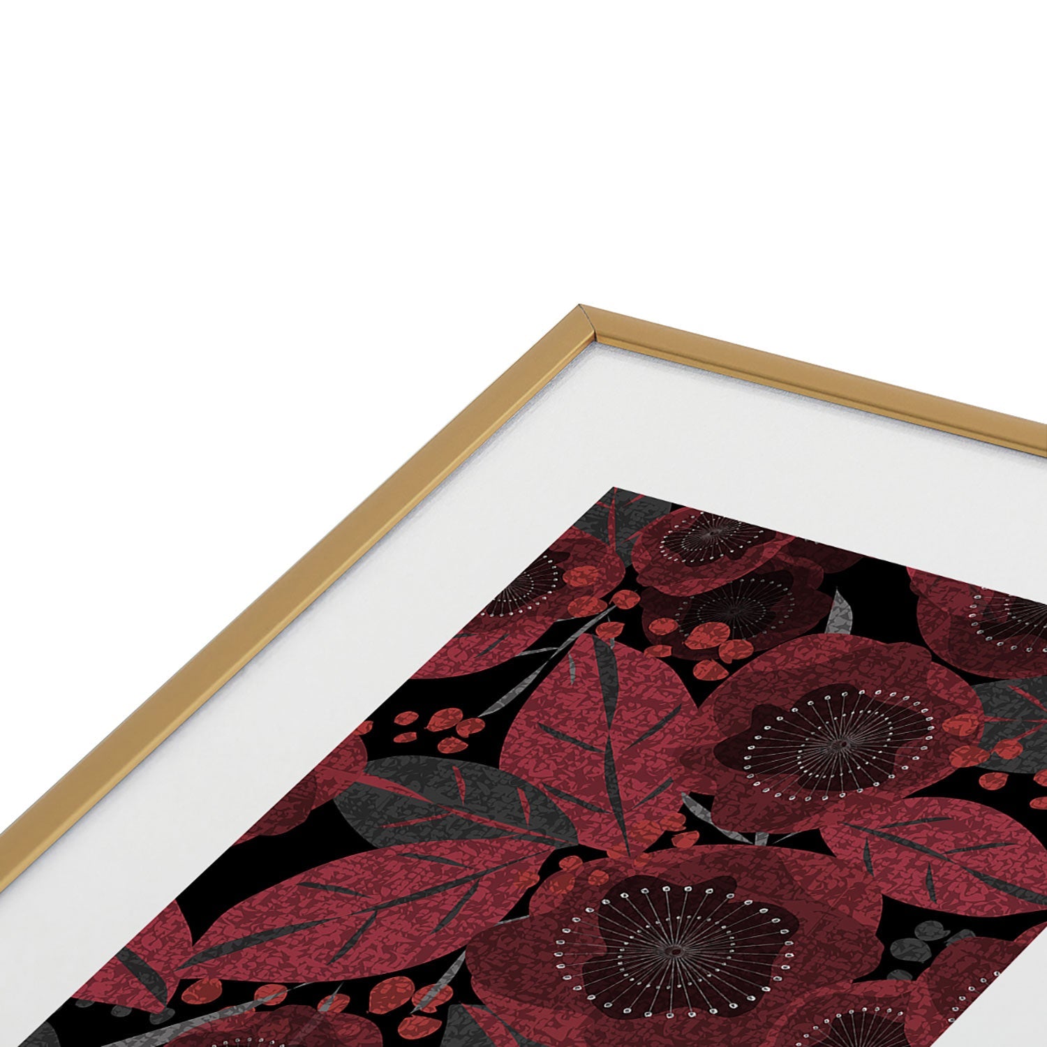 Mirimo Dark Red Romance Metal Framed Art Print