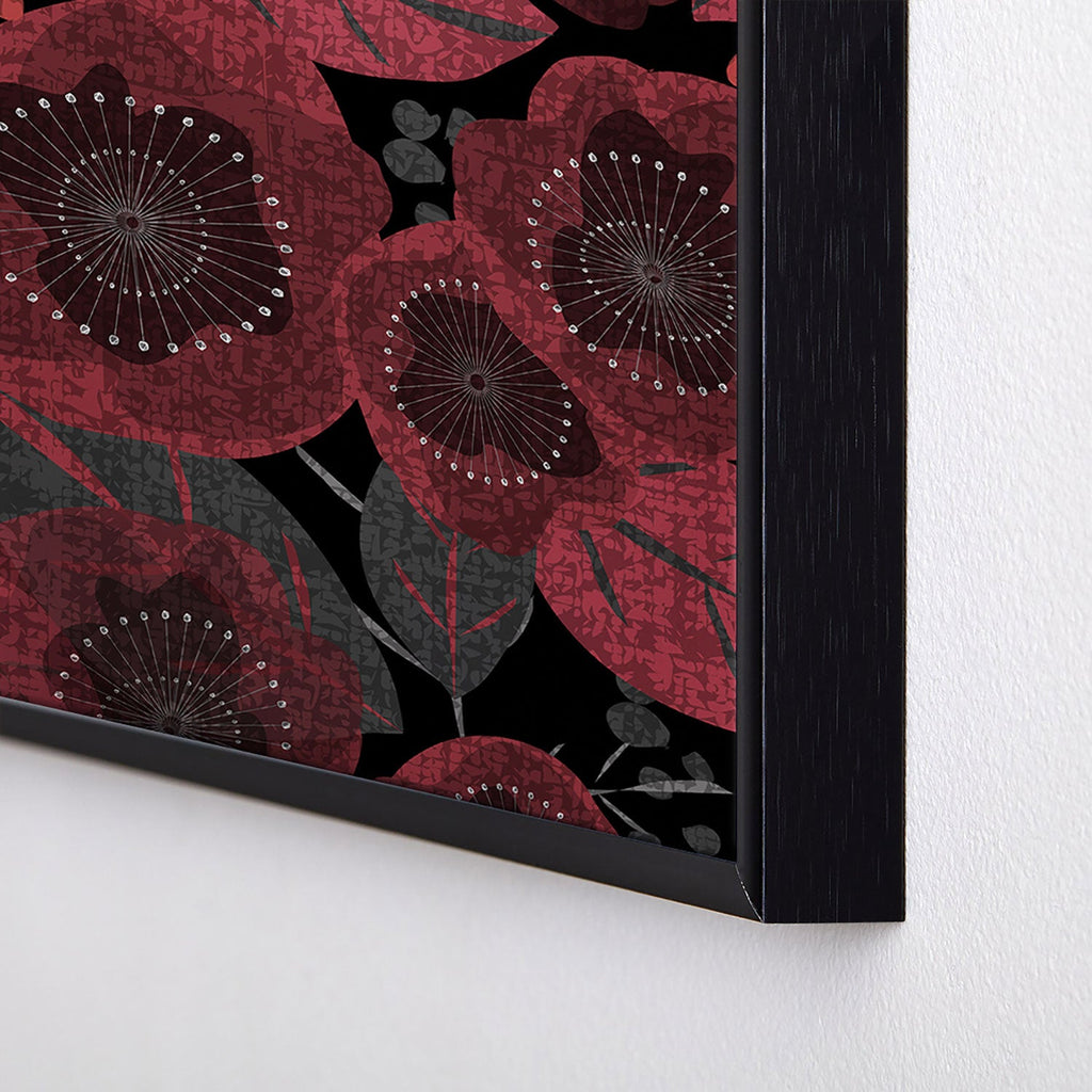 Mirimo Dark Red Romance Square Metal Framed Art Print
