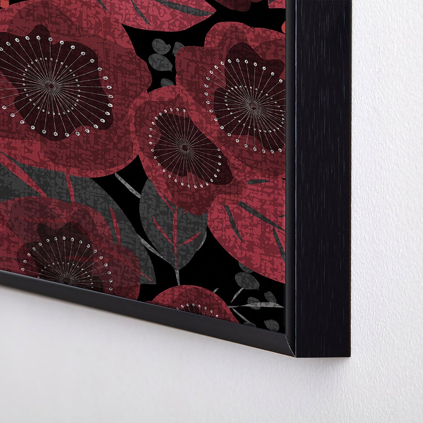 Mirimo Dark Red Romance Square Metal Framed Art Print