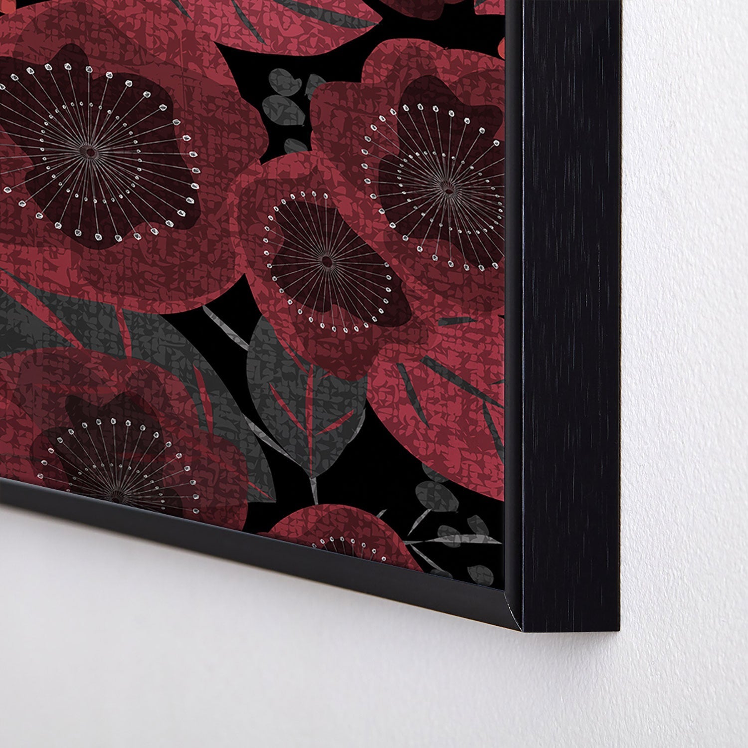 Mirimo Dark Red Romance Square Metal Framed Art Print
