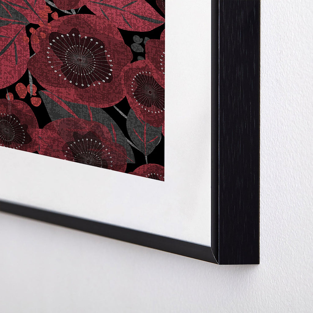 Mirimo Dark Red Romance Metal Framed Art Print